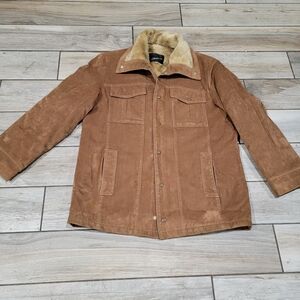 Vtg 1970s JcPeeney Brown Faux Suede Sherpa Rancher Western 42 R Jacket